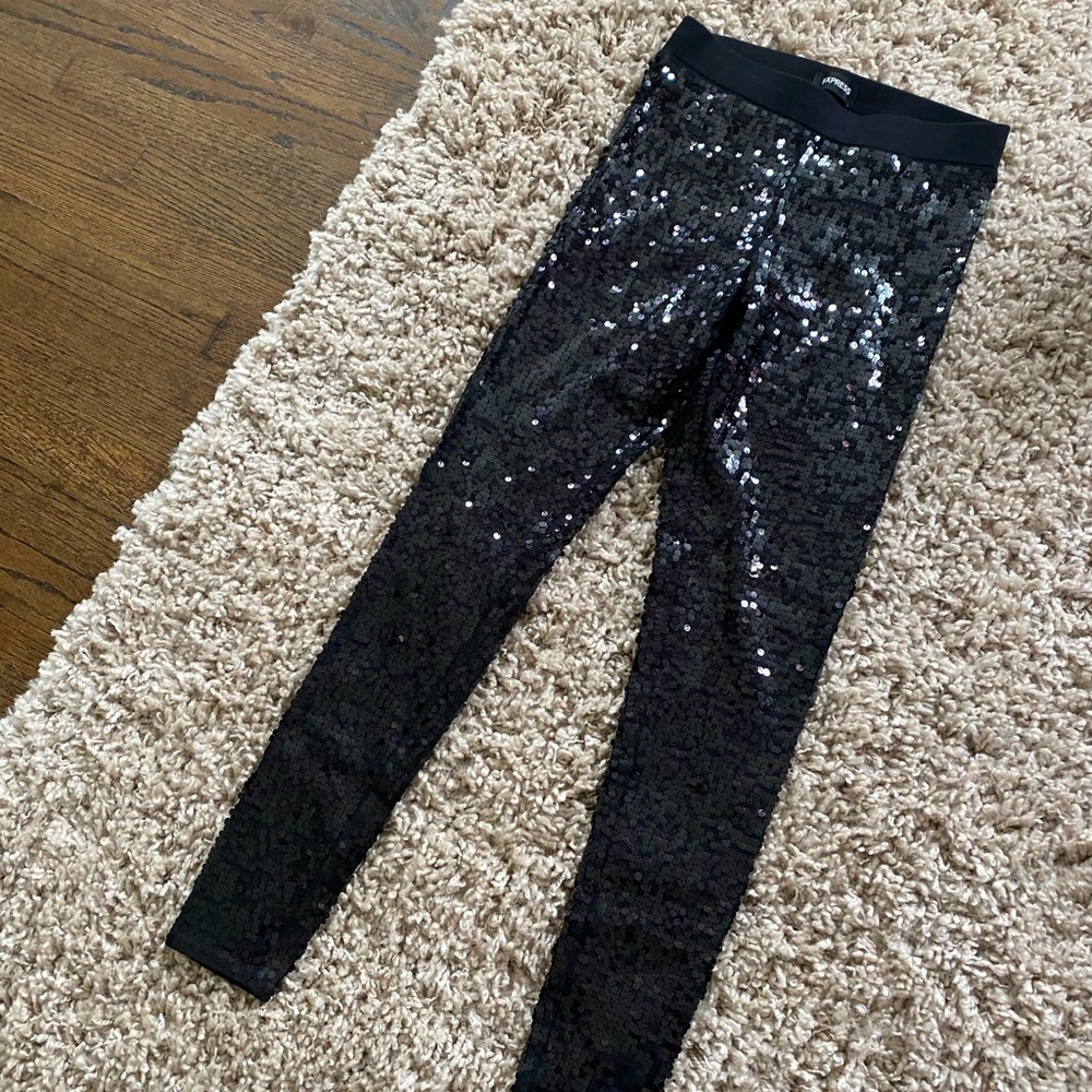 Black sequin leggings